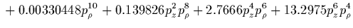 $\displaystyle {}
+0.0172276 z^2 p_\rho^{10}
+0.0861382 z^2 \rho^2 p_\rho^8
+0.172276 z^2 \rho^4 p_\rho^6
+0.172276 z^2 \rho^6 p_\rho^4$