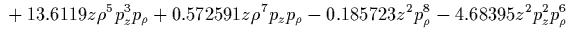 $\displaystyle {}
+0.25705 z^2 \rho^4 p_\rho^8
+0.342733 z^2 \rho^6 p_\rho^6
+0.25705 z^2 \rho^8 p_\rho^4
+0.10282 z^2 \rho^{10} p_\rho^2$