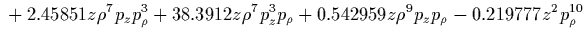 $\displaystyle {}
-0.458496 z^2 \rho^2 p_\rho^4
-1.02539 z^2 \rho^2 p_z^2 p_\rho^2
+2.46094 z^2 \rho^2 p_z^4
-0.254395 z^2 \rho^4 p_\rho^2$