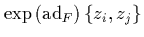 $\displaystyle \exp\left(\mbox{\rm ad}_F\right) \left\{z_i,z_j\right\}$