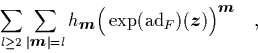 \begin{displaymath}
\quad
\sum_{l\geq 2} \sum_{\vert{\mbox{\protect\footnotesi...
...Big)^{\mbox{\protect\footnotesize\protect\boldmath$m$}} \quad,
\end{displaymath}
