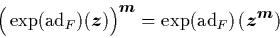 \begin{displaymath}
\Big( \exp(\mbox{\rm ad}_F)({\mbox{\protect\boldmath$z$}}) ...
...z$}}^{\mbox{\protect\footnotesize\protect\boldmath$m$}}\right)
\end{displaymath}