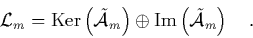\begin{displaymath}
\quad \L _m = \mbox{Ker}\left(\tilde{{\cal A}}_m\right) \oplus \mbox{Im}\left(\tilde{{\cal A}}_m\right) \quad.
\end{displaymath}
