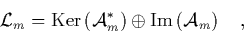 \begin{displaymath}
\quad \L _m = \mbox{Ker}\left({\cal A}_m^*\right) \oplus \mbox{Im}\left({\cal A}_m\right) \quad,
\end{displaymath}