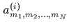 $a_{m_1,m_2,\ldots,m_N}^{(i)}$