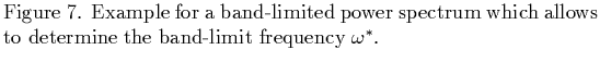 $\textstyle \parbox{12cm}{
Figure 7. Example for a band-limited power spectrum which allows to
determine the band-limit frequency $\omega^*$.
}$