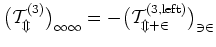 $\big(\cal{T}_m^{\rm (3)}\big)_{11}=-\big(\cal{T}_{m+2}^{\rm (3,left)}\big)_{32}$