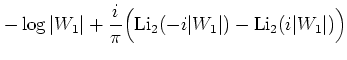 $\displaystyle -\log\vert W_1\vert
+\frac{i}{\pi}\Big(
\mbox{Li}_2(-i\vert W_1\vert)-\mbox{Li}_2(i\vert W_1\vert)
\Big)$