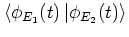 $\left< \phi_{E_1}(t) \left\vert \phi_{E_2}(t) \right> \right.$