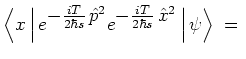 $\displaystyle \Big< x \, \Big\vert \, e^{ \textstyle -\frac{iT}{2\hbar s} \, {\...
...tstyle -\frac{iT}{2\hbar s} \, {\hat{x}}^2 } \,
\Big\vert \, \psi \Big>
\; = \;$
