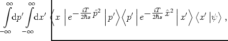 $\displaystyle \hspace*{-2.35cm}
\int\limits _{-\infty}^\infty\!\! {\mbox{d}}p' ...
...rt \, x' \Big>
\left< x' \left\vert \psi \rule{0.0cm}{0.35cm} \right> \right. ,$