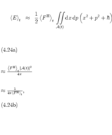 \begin{subequations}
\begin{eqnarray}
\left< E \right>_t
& \approx & \frac{1}{...
...& \frac{1}{4\pi \left< F^{\rm H} \right>_t} ,
\end{eqnarray}\end{subequations}